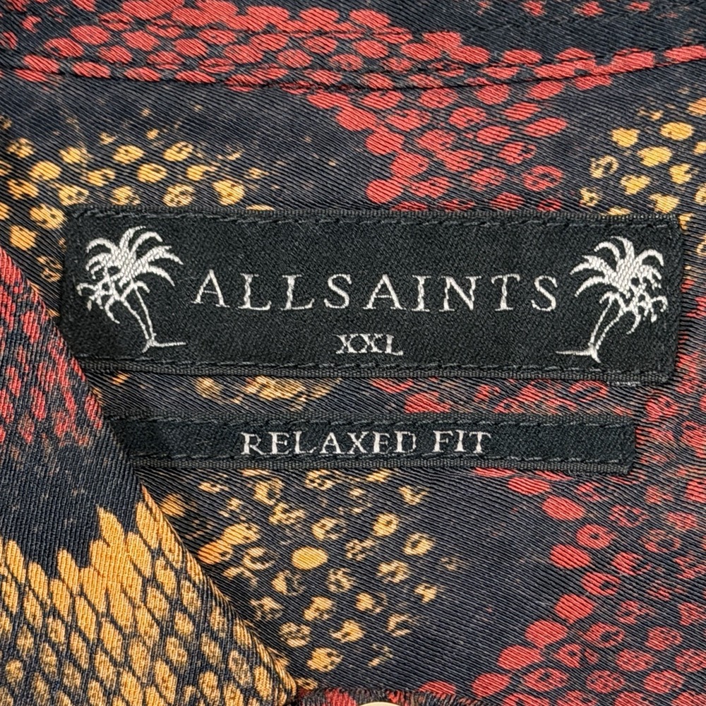 AllSaints Shirt Button Up Men 2XL Snake All Over Print Pocket Lightweight Dress - Picture 3 of 14